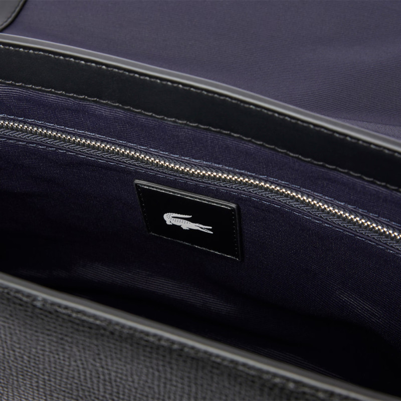 Sacoche à rabat Lacoste Noire Ossian en cuir