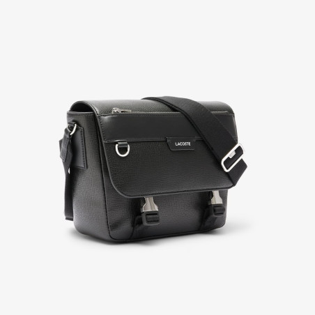 Sacoche à rabat Lacoste Noire Ossian en cuir