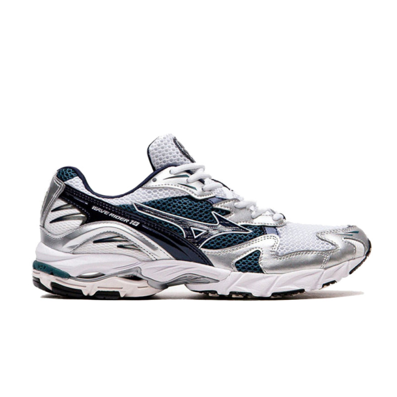 Baskets Mizuno Wave Rider 10 Vertes et Argentées – Alliance de performance et d'esthétique