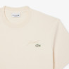 T-shirt Lacoste - Blanc Cassé - signature brodé en jersey épais