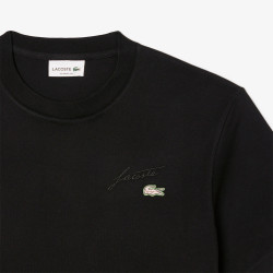 T-shirt Lacoste - Noir - signature brodé en jersey épais