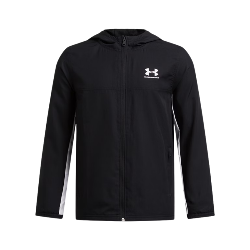 Veste Under Armour Rival Woven – Noir et Blanc – Légère, Résistante & Déperlante