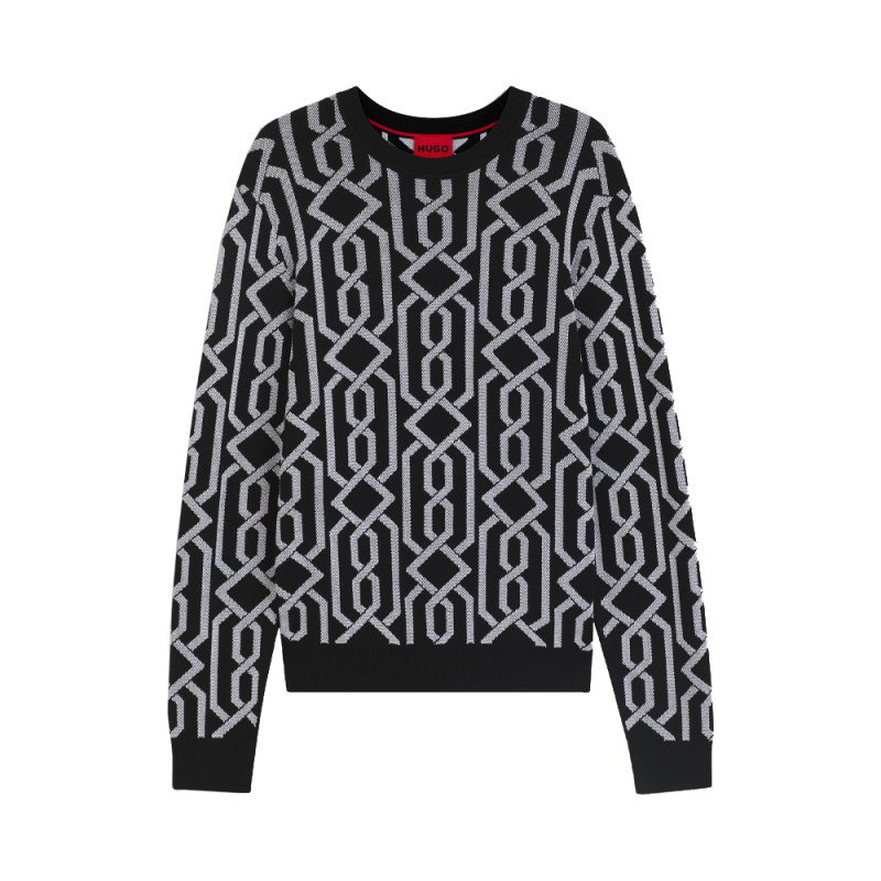 Pull HUGO SOUVAWN Noir & Blanc | Chez DM'Sports