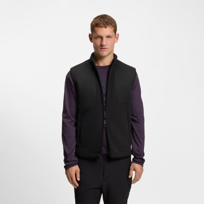 Gilet coupe décontractée avec polaire sherpa SW_Hole19 Sveedy BOSS Noir