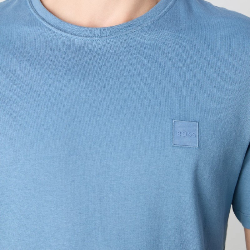 T-shirt en jersey de coton avec patch logoTALES Boss Bleu