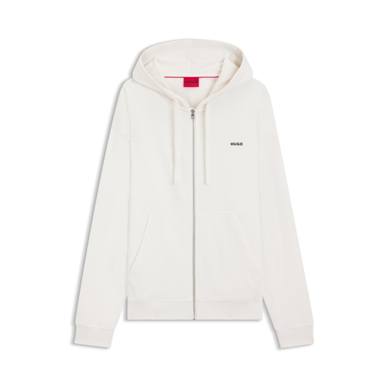 Sweat à capuche Relaxed zippé Hugo DAPOZIP – Blanc – Confort urbain au quotidien