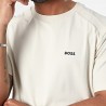 T-SHIRT BOSS BEIGE EN COTON STRETCH À COL ROND AVEC LOGO TEE TAPE