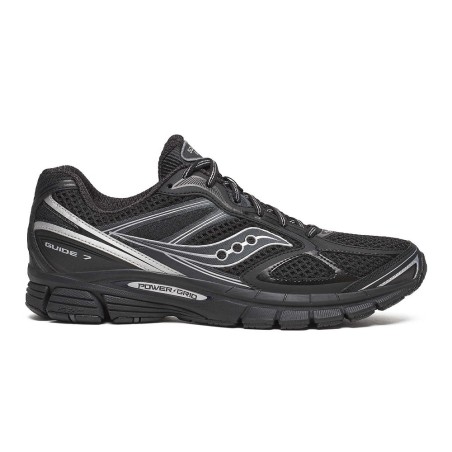 Baskets Saucony ProGrid Guide 7 Black/Silver – Amorti dynamique et stabilité pour vos runs
