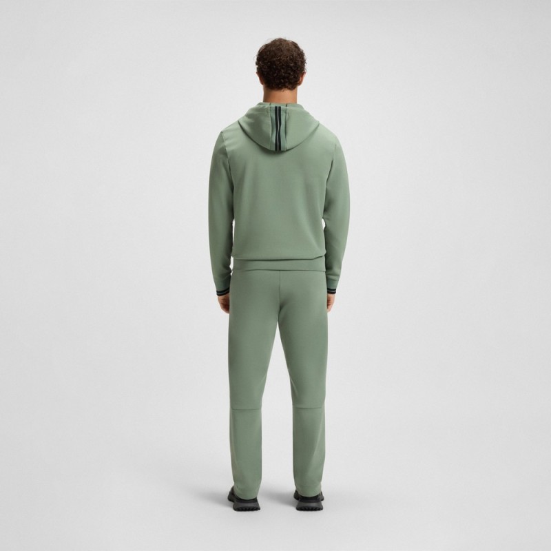 Sweat à capuche zippé en coton mélangé à rayures FZ Hoodie Zone BOSS Vert Clair