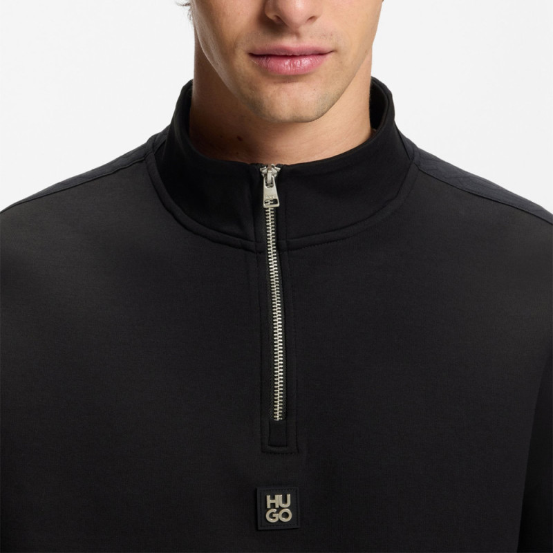 Sweat en coton mélangé avec bandes à motif géométrique Danovotop HUGO noir