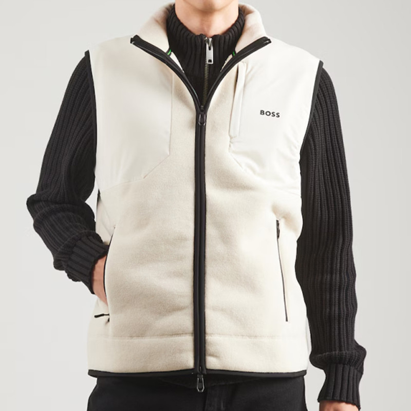 Gilet coupe décontractée avec polaire sherpa SW_Hole19 Sveedy BOSS blanc