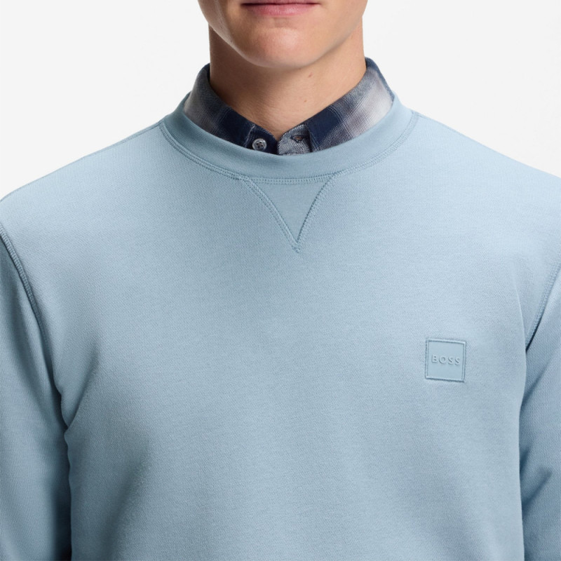 Sweat Boss WESTART bleu en Coton avec Patch Logo | Chez DM'Sports