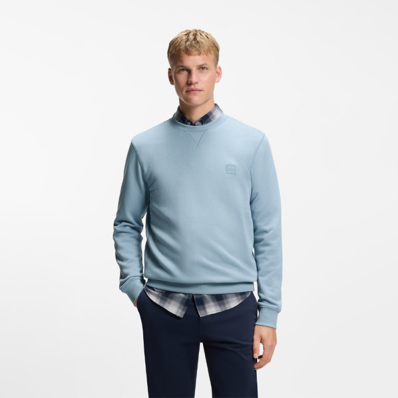 Sweat en molleton de coton avec patch logoté Westart BOSS bleu