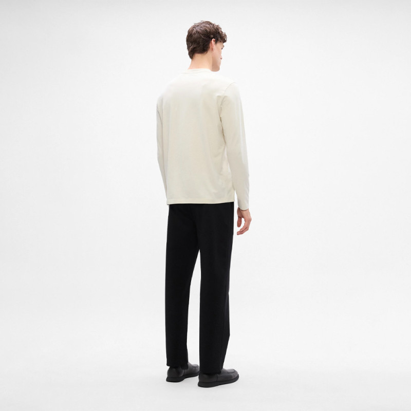 T-shirt regular fit en coton stretch à logo contrastant Tee Long BOSS beige