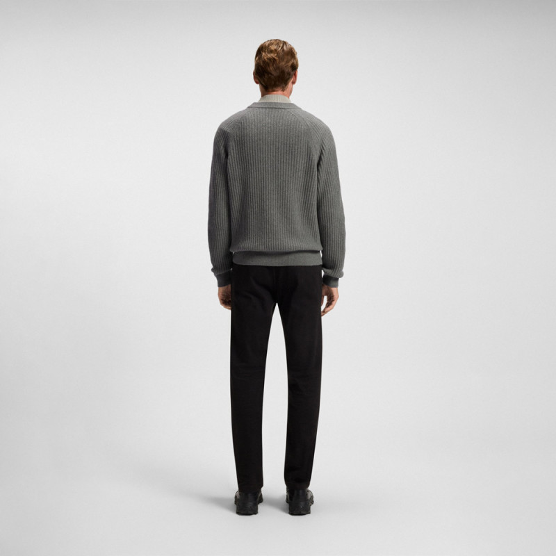 Pull Relaxed en maille côtelée Klacier BOSS gris