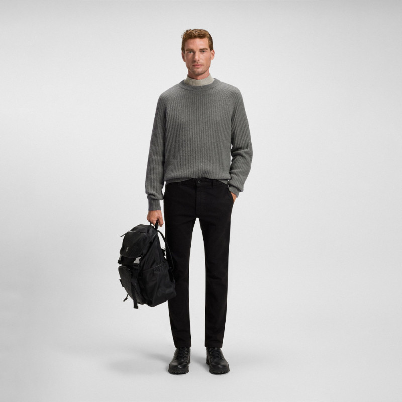 Pull Relaxed en maille côtelée Klacier BOSS gris