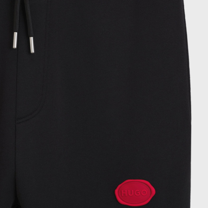 Bas de survêtement Dilvanos HUGO en coton mélangé avec logo estampé à la cire noir