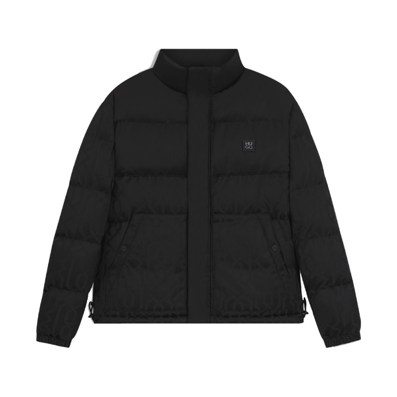 Veste HUGO Homme Déperlante Motif Jacquard Noire | Chez DM’Sports