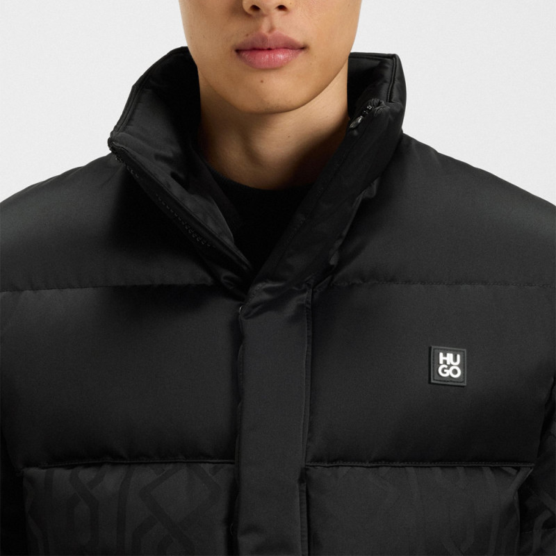 Veste HUGO Homme Déperlante Motif Jacquard Noire | Chez DM’Sports