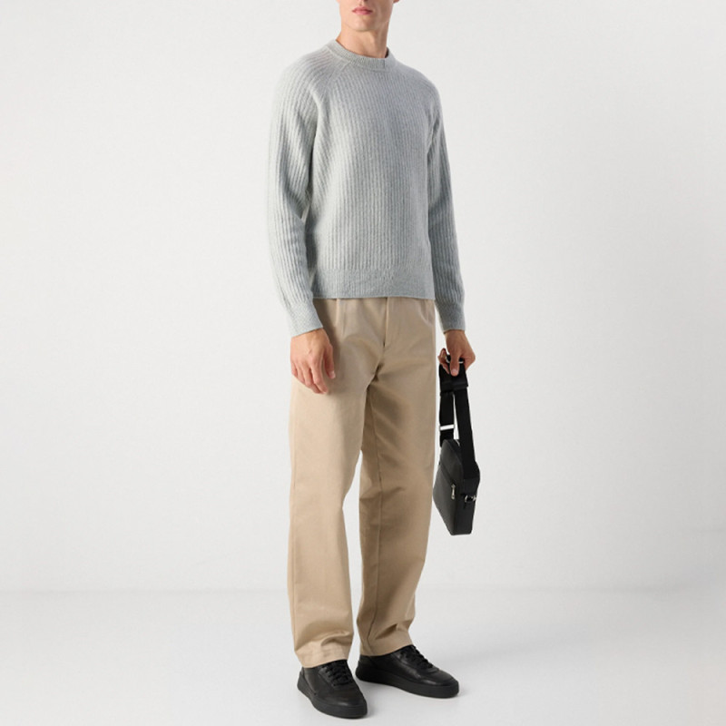 Pull Relaxed en maille côtelée Klacier BOSS vert