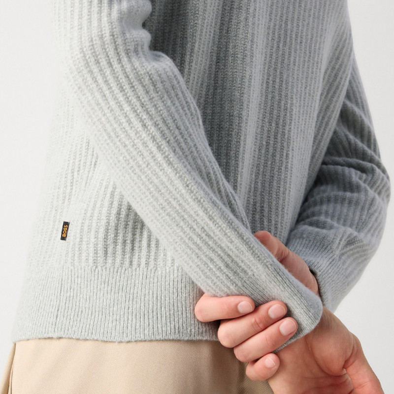 Pull Relaxed en maille côtelée Klacier BOSS vert