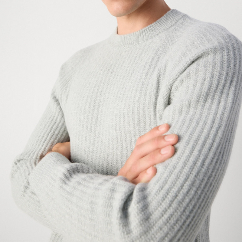 Pull Relaxed en maille côtelée Klacier BOSS vert