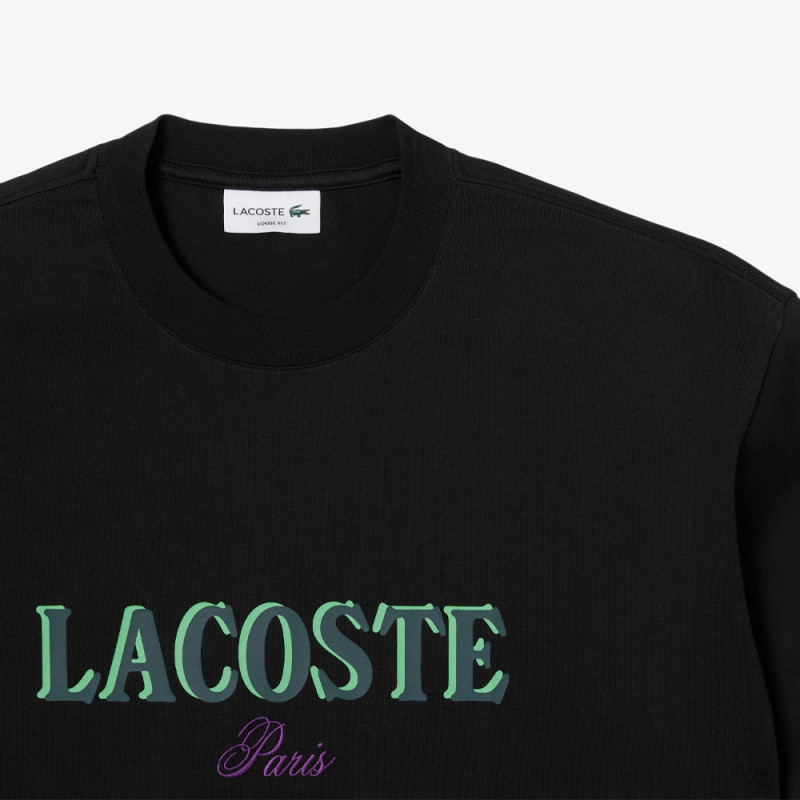 T-shirt loose fit jersey imprimé LACOSTE noir