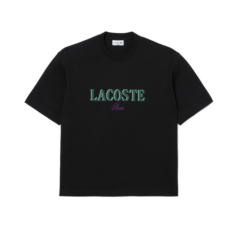 T-shirt loose fit jersey imprimé LACOSTE noir