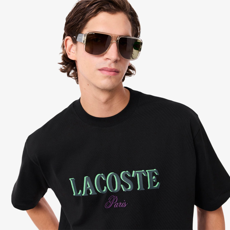 T-shirt loose fit jersey imprimé LACOSTE noir
