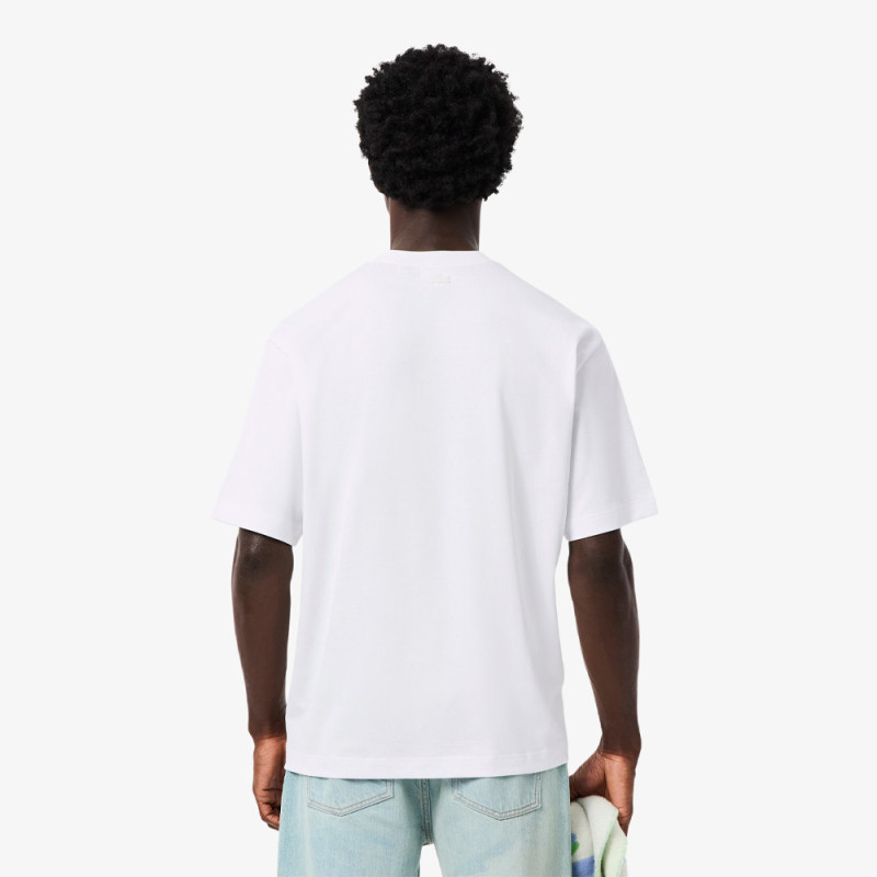 T-shirt loose fit jersey imprimé LACOSTE blanc