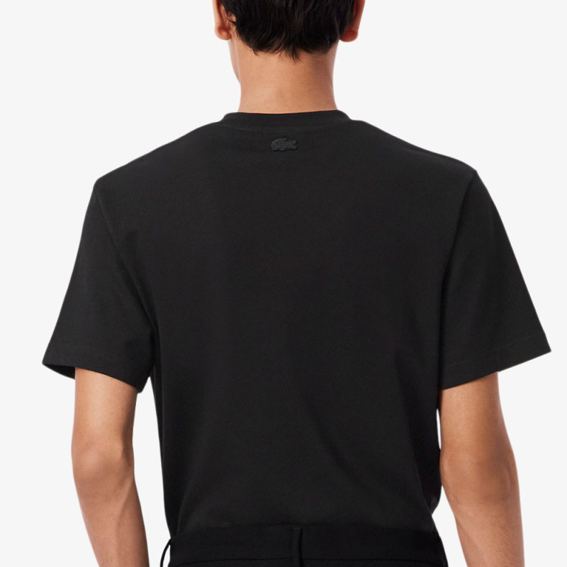 T-shirt coton avec crocodile à strass LACOSTE noir