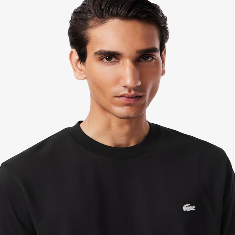 T-shirt coton avec crocodile à strass LACOSTE noir