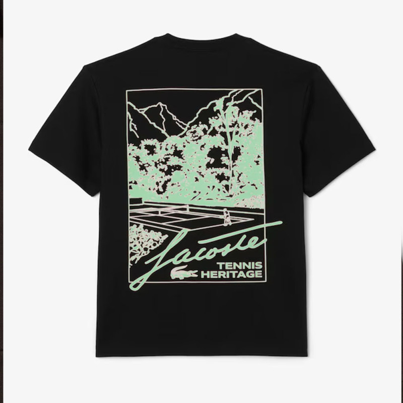 T-shirt  Lacoste -Noir - à manches courtes  avec  Imprimé