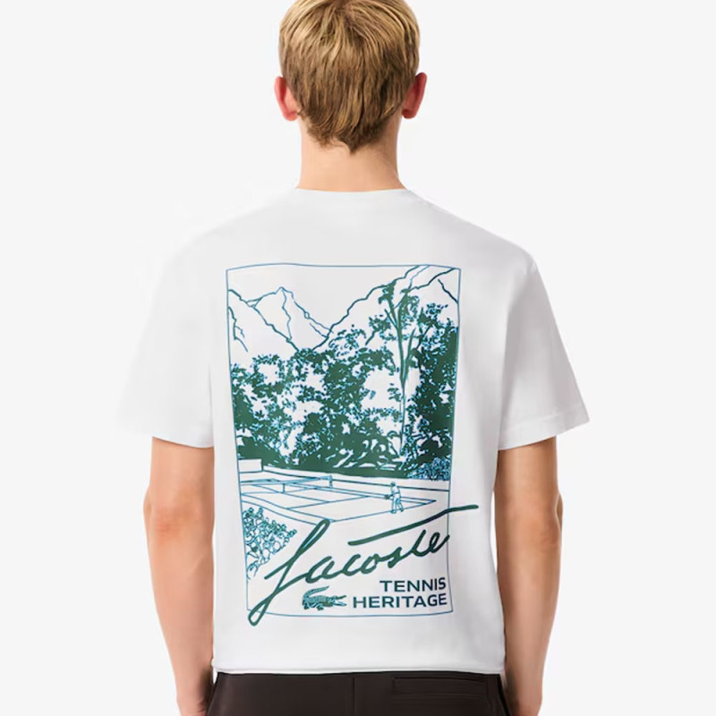 T-shirt  Lacoste -Blanc - à manches courtes  avec  Imprimé