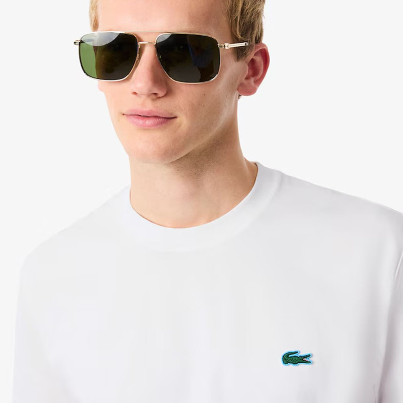 T-shirt  Lacoste -Blanc - à manches courtes  avec  Imprimé