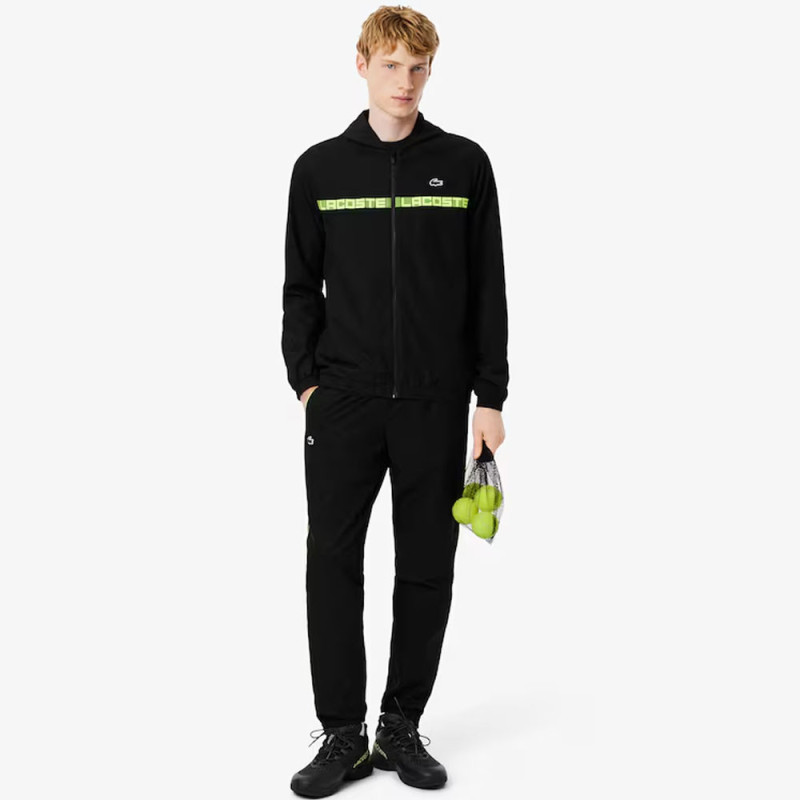 Survêtement Lacoste - NOIR - Tennis bande griffée
