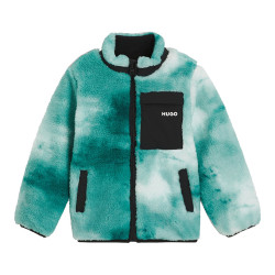 Veste enfant en peau retournée synthétique avec poche ripstop HUGO verte