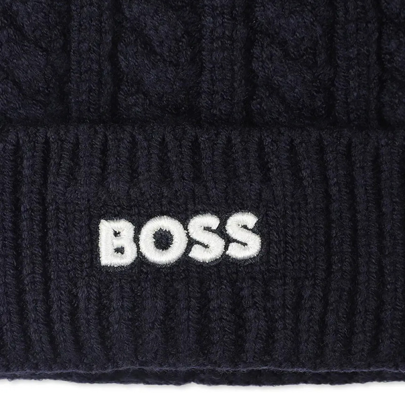 Bonnet tricot torsadé BOSS enfant bleu marine