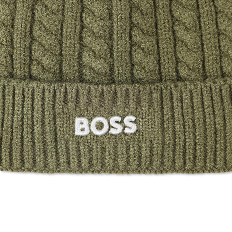 Bonnet tricot torsadé BOSS enfant vert