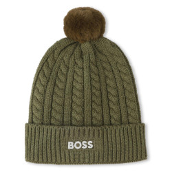 Bonnet tricot torsadé BOSS enfant vert