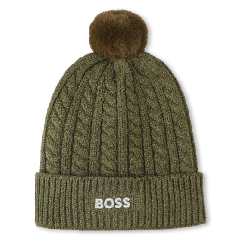 Bonnet tricot torsadé BOSS enfant vert