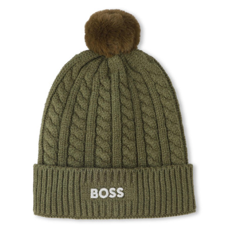 Bonnet tricot torsadé BOSS enfant vert