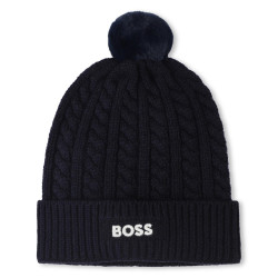Bonnet tricot torsadé BOSS enfant bleu marine