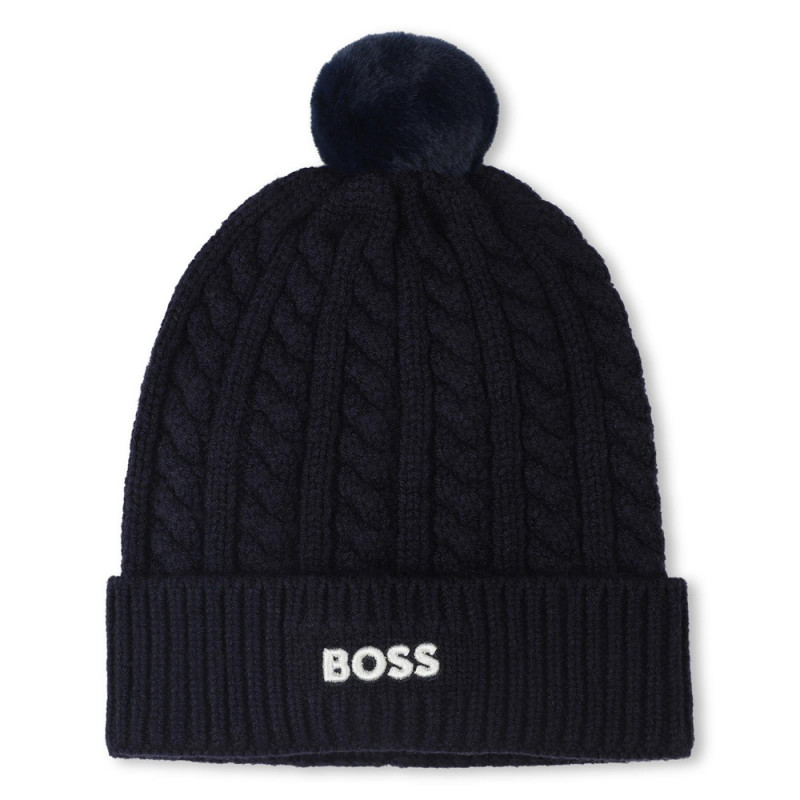 Bonnet tricot torsadé BOSS enfant bleu marine