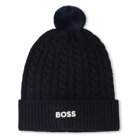 Bonnet tricot torsadé BOSS enfant bleu marine