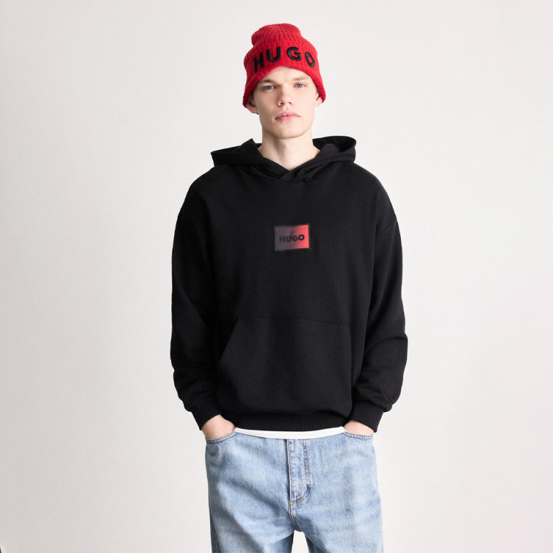 Sweat à capuche en molleton de coton avec logo en dégradé Danohood HUGO noir