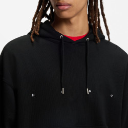 Sweat à capuche oversize en molleton de coton à imprimé graphique Doland HUGO noir