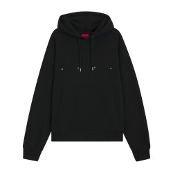 Sweat à capuche oversize en molleton de coton à imprimé graphique Doland HUGO noir