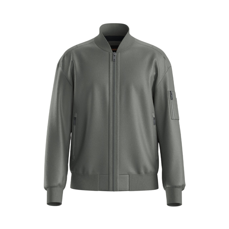 Veste en cuir avec poche sur une manche Jakri BOSS grise