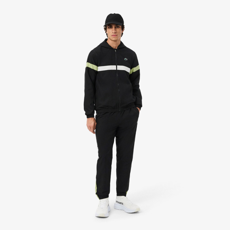 Ensemble survêtement Sport color-block LACOSTE noir et blanc